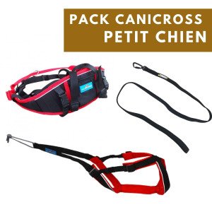 Kit canicross, équipement canicross: baudrier, ligne de trait et harnais  pour chien ROUGE