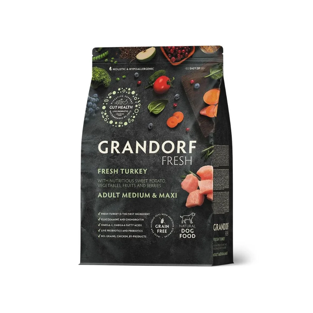 Grandorf Fresh chien - Moyenne et grande race - Sans céréales - Dinde